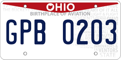 OH license plate GPB0203