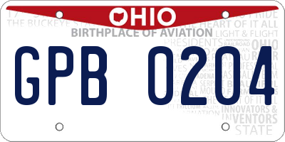 OH license plate GPB0204