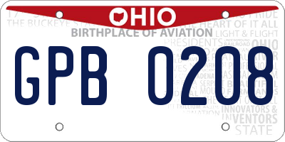 OH license plate GPB0208