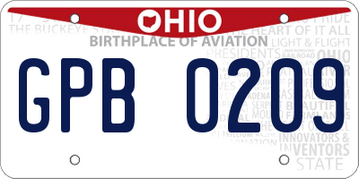 OH license plate GPB0209