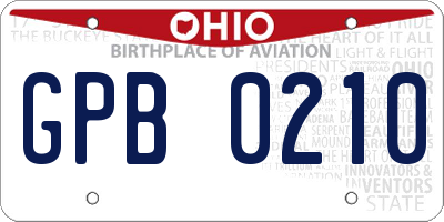 OH license plate GPB0210