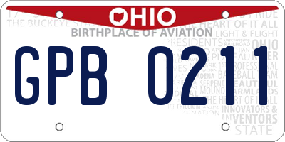 OH license plate GPB0211