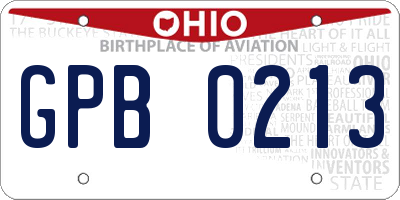 OH license plate GPB0213