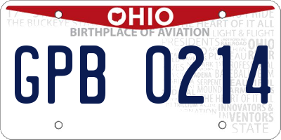 OH license plate GPB0214