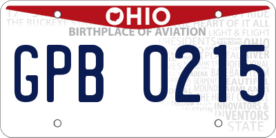 OH license plate GPB0215