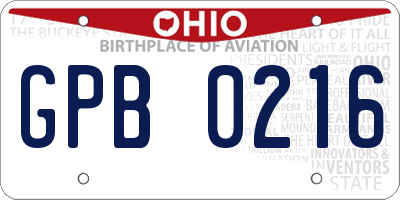 OH license plate GPB0216