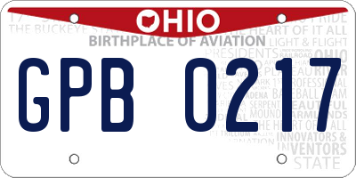 OH license plate GPB0217