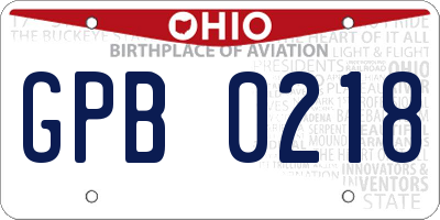 OH license plate GPB0218