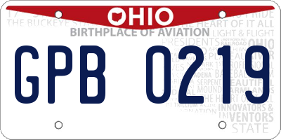 OH license plate GPB0219