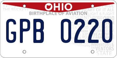 OH license plate GPB0220