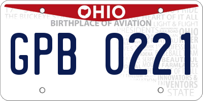 OH license plate GPB0221