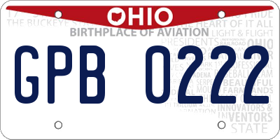 OH license plate GPB0222