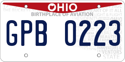 OH license plate GPB0223