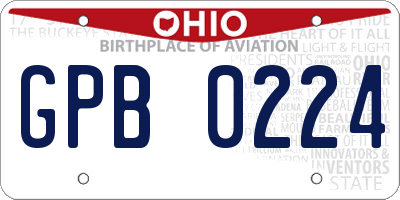 OH license plate GPB0224