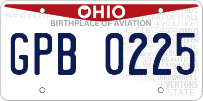 OH license plate GPB0225