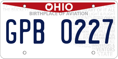 OH license plate GPB0227
