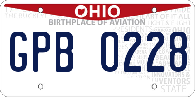 OH license plate GPB0228