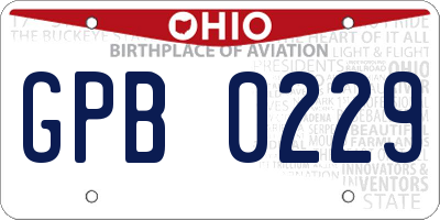 OH license plate GPB0229