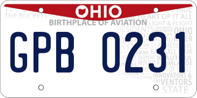 OH license plate GPB0231