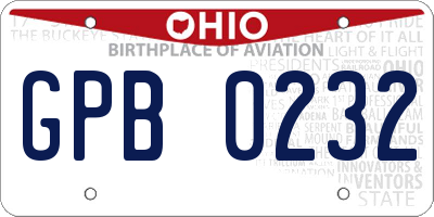 OH license plate GPB0232