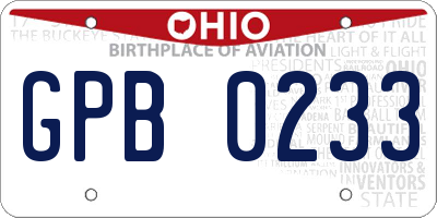 OH license plate GPB0233