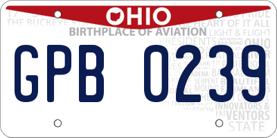 OH license plate GPB0239