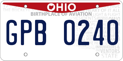 OH license plate GPB0240