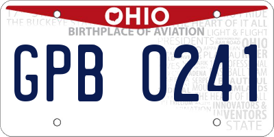 OH license plate GPB0241