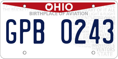 OH license plate GPB0243