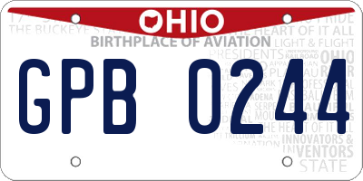 OH license plate GPB0244