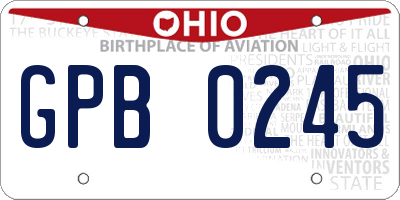 OH license plate GPB0245