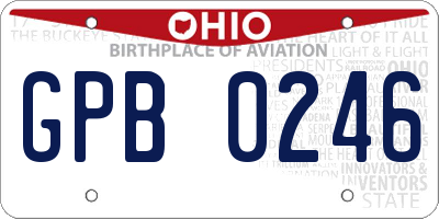 OH license plate GPB0246