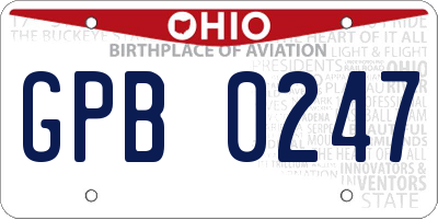 OH license plate GPB0247