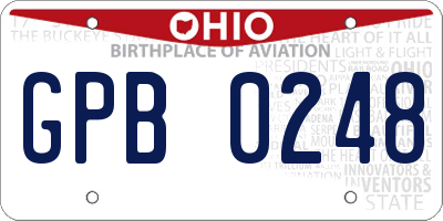 OH license plate GPB0248