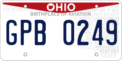 OH license plate GPB0249