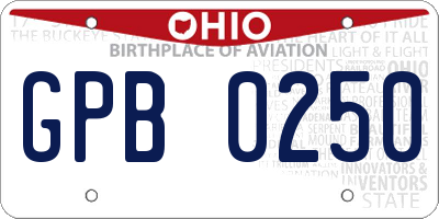 OH license plate GPB0250