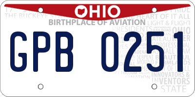 OH license plate GPB0251