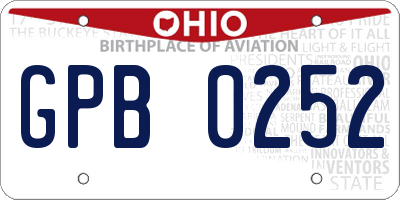 OH license plate GPB0252