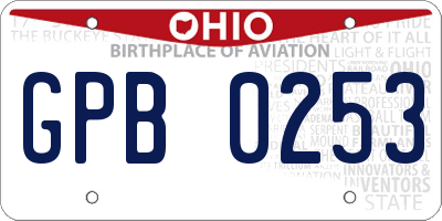 OH license plate GPB0253