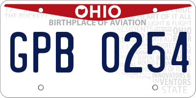 OH license plate GPB0254