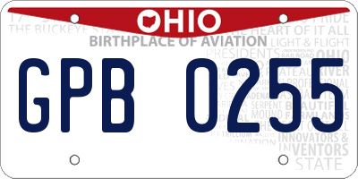 OH license plate GPB0255