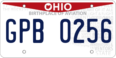 OH license plate GPB0256