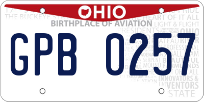 OH license plate GPB0257