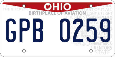 OH license plate GPB0259