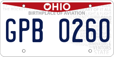 OH license plate GPB0260