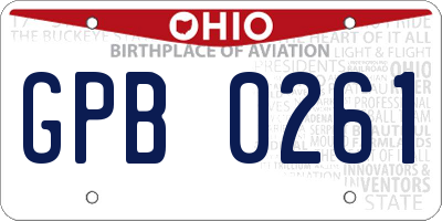 OH license plate GPB0261