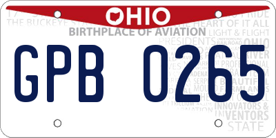 OH license plate GPB0265