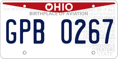 OH license plate GPB0267
