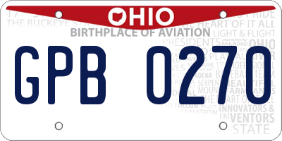 OH license plate GPB0270
