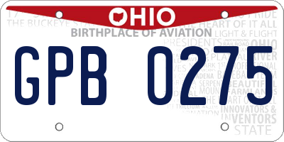OH license plate GPB0275